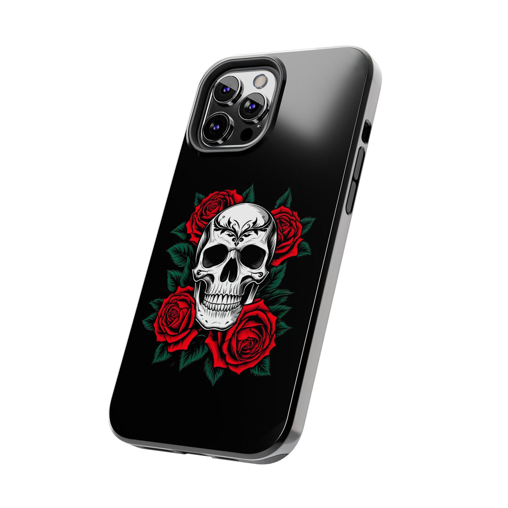 Skull and Roses Tough Phone Case — Durable Protective iPhone Cover with Vibrant Wing Design