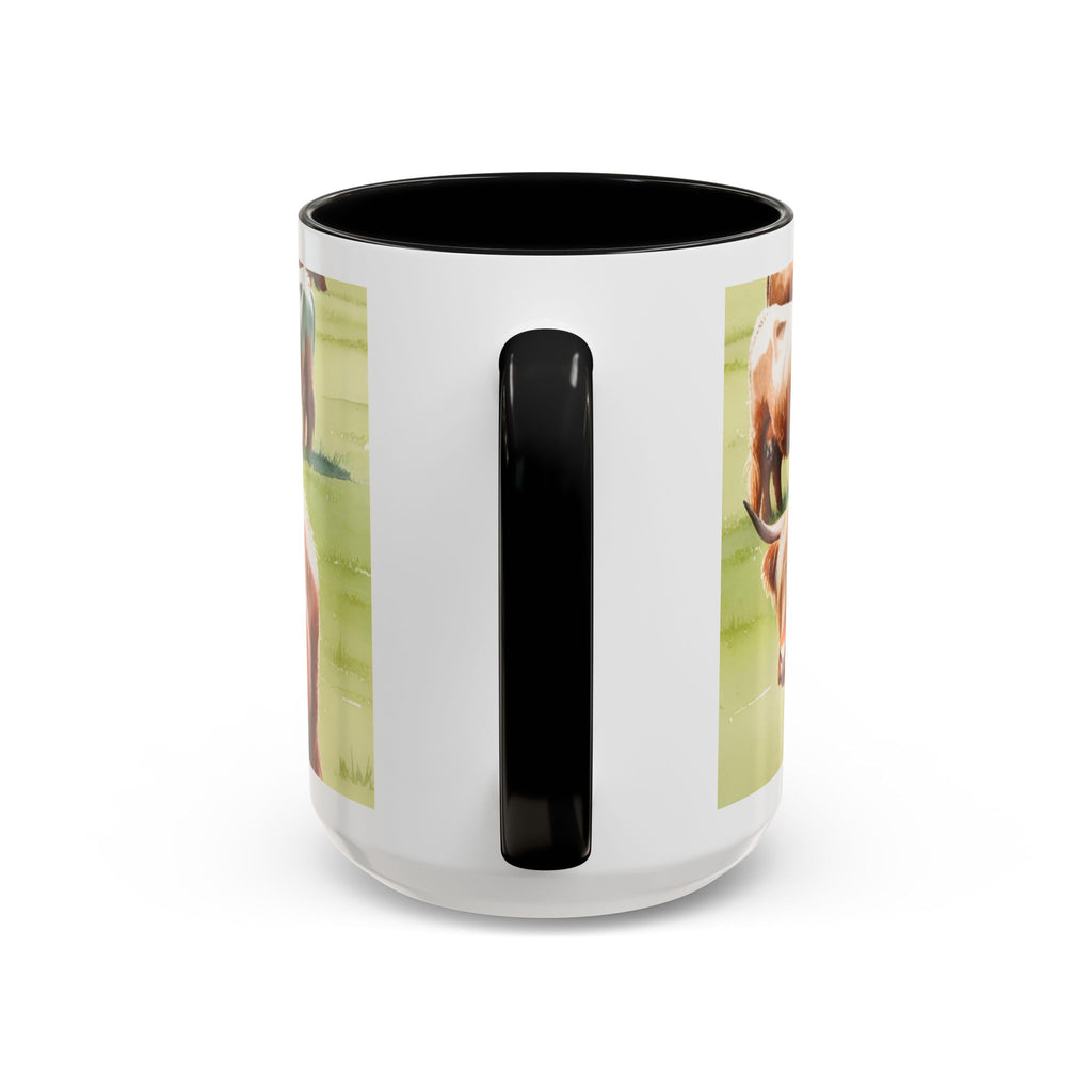 Highland Cow Accent Coffee Mug — Cute Rustic Cattle Farm Design (11/15 oz)