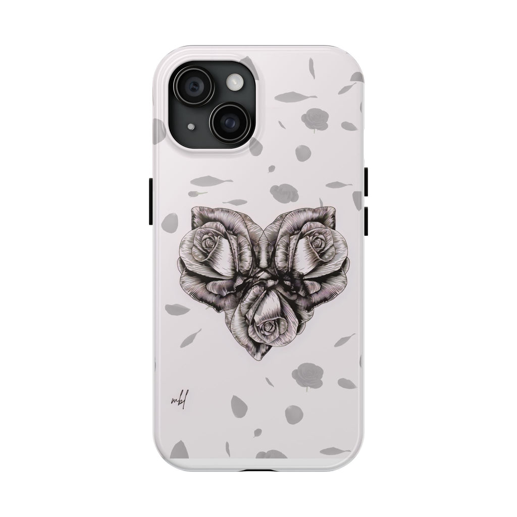 IPhone Phone Case Artistic Floral Tough Phone Cases - Heart Rose Design
