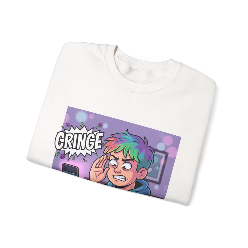 Cringe Reaction Cartoon Boy Sweatshirt | Funny Phone Call Illustration