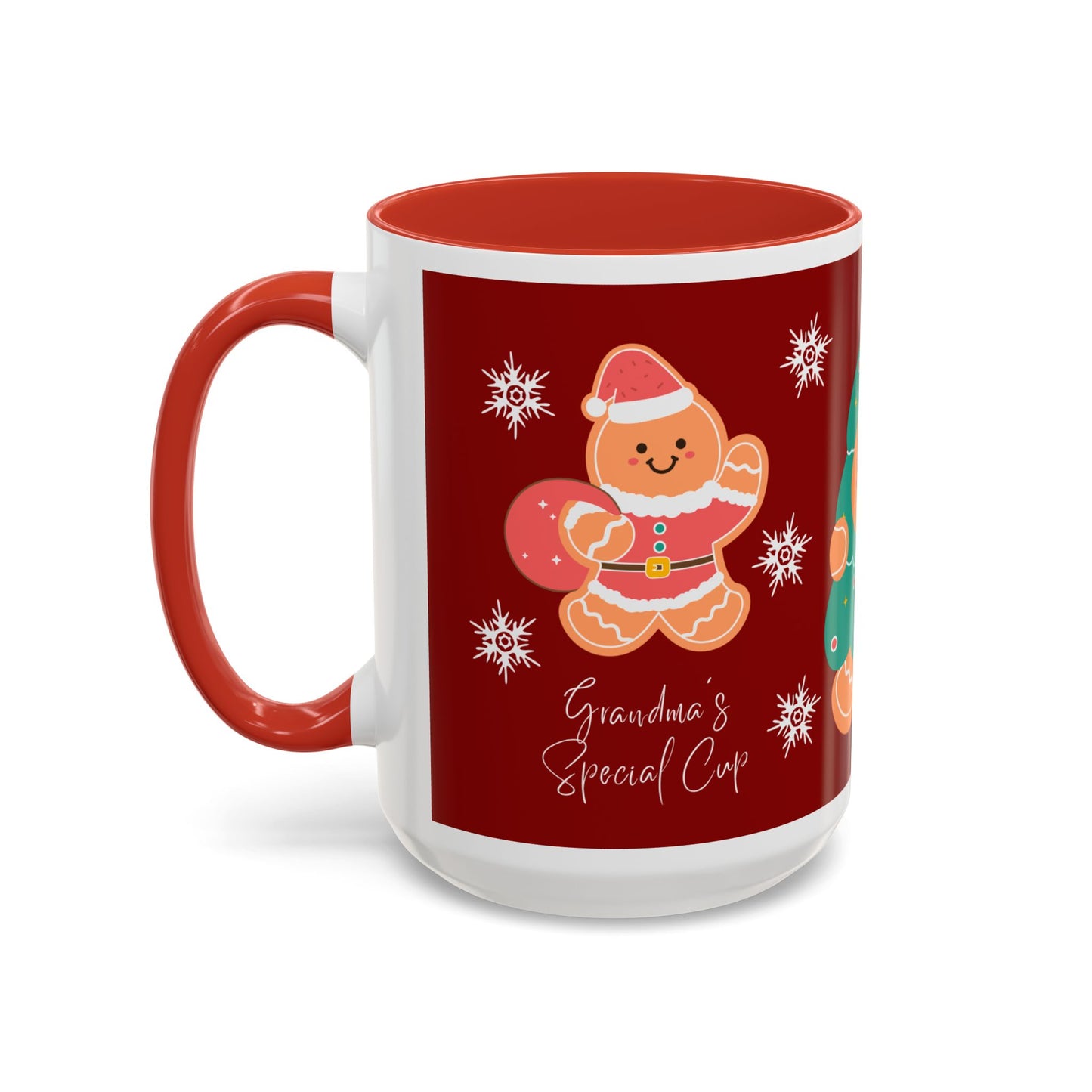 Christmas Cookie & Milk Accent Mug — Holiday Gingerbread Tree Design (11/15oz)