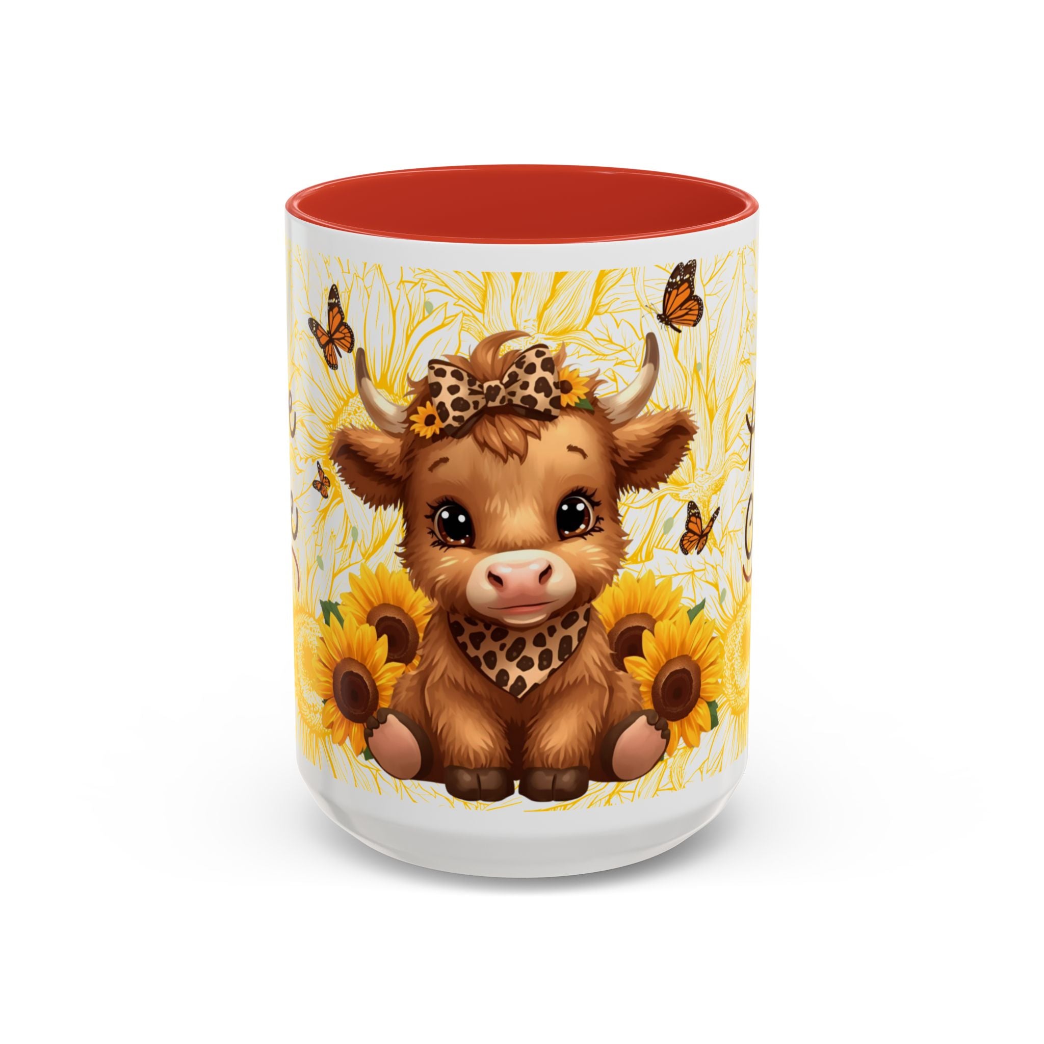 Highland Cow Cup Cute Sunflower Coffee Mug 11 and 15oz Size