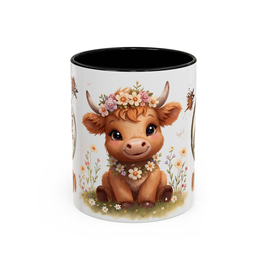 Floral Baby Cow Coffee Mug | Accent Coffee Mug 11oz 15oz