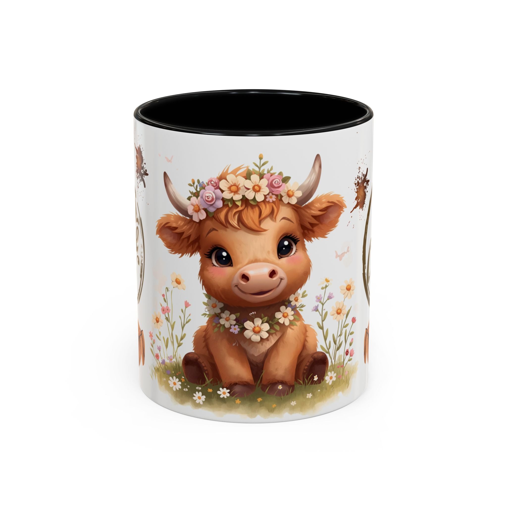 Floral Baby Cow Coffee Mug | Accent Coffee Mug 11oz 15oz