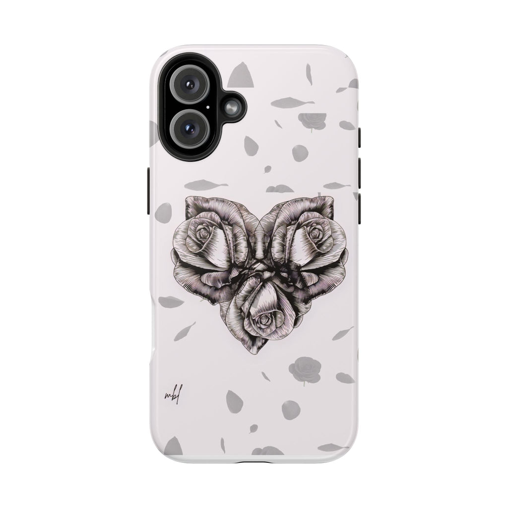 IPhone Phone Case Artistic Floral Tough Phone Cases - Heart Rose Design