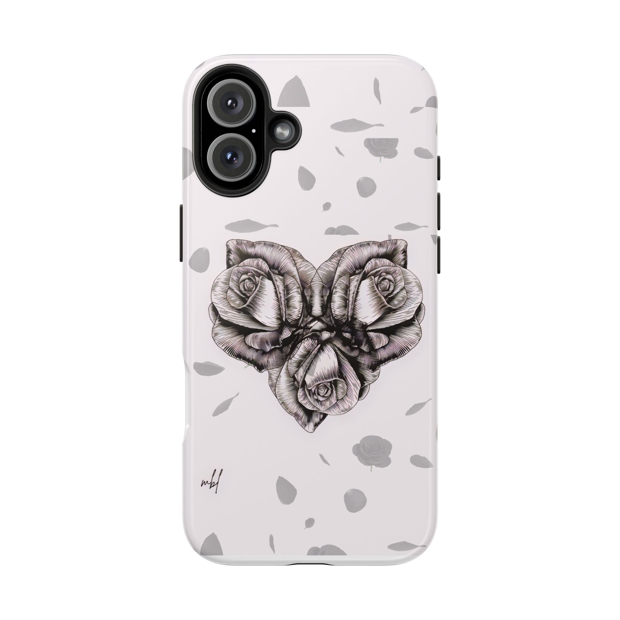 IPhone Phone Case Artistic Floral Tough Phone Cases - Heart Rose Design