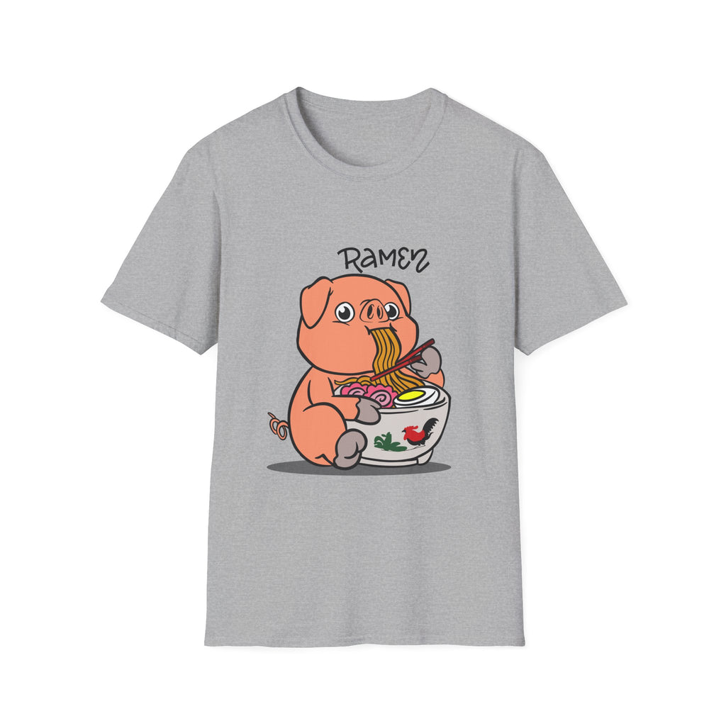 Cute Ramen Pig T-Shirt, Graphic Tee for Foodies, Funny Shirt Gift for Ramen Lovers, Casual Wear, Unique Animal Design