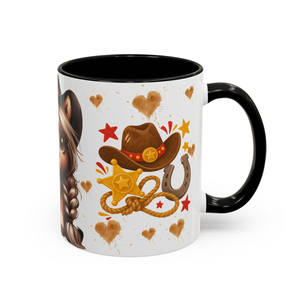 Cowgirl Pony Mug | Cute Western Horse Coffee Cup, Accent Black Handle