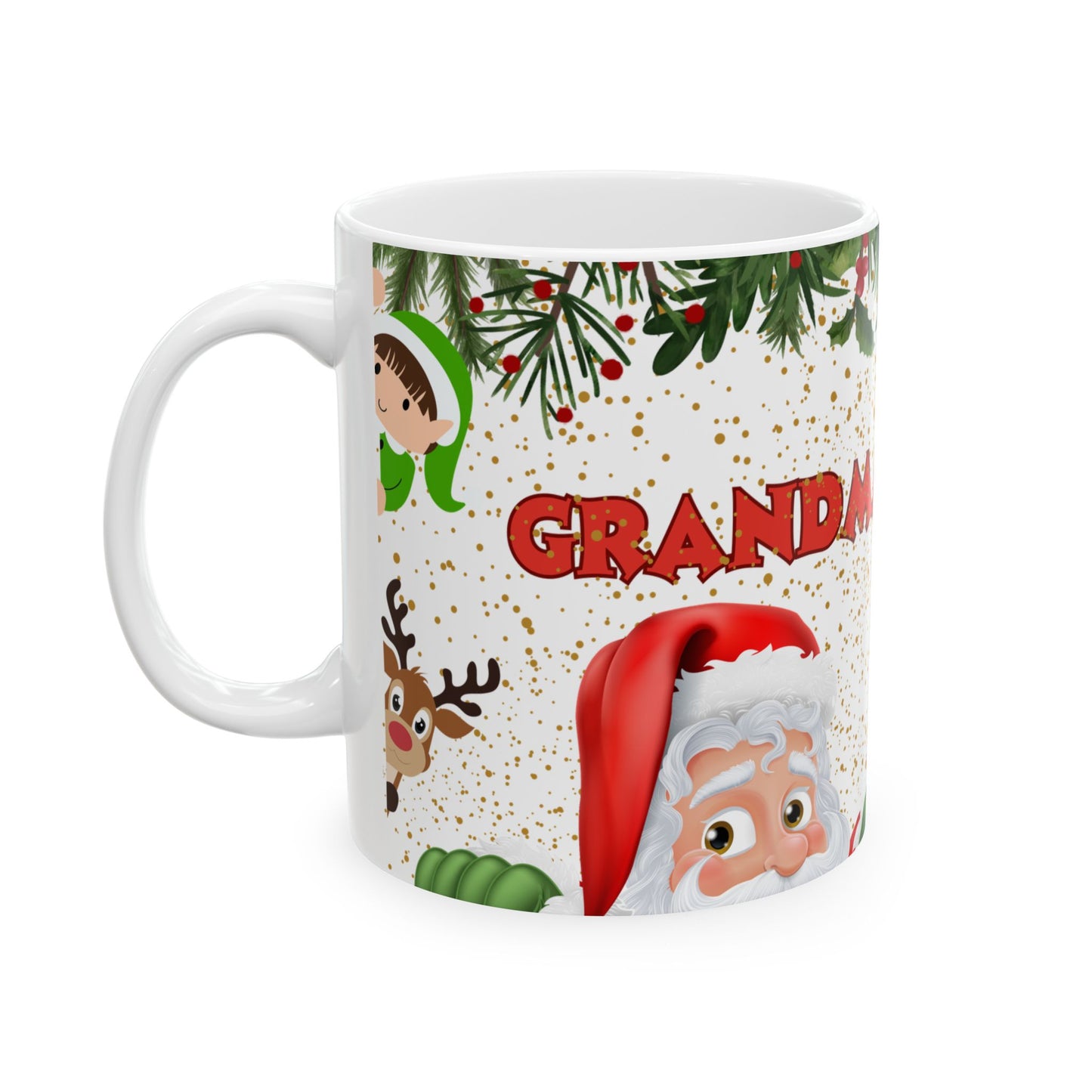 Grandma's Favorite Helper Mug | Christmas Elf Reindeer Snowman Design