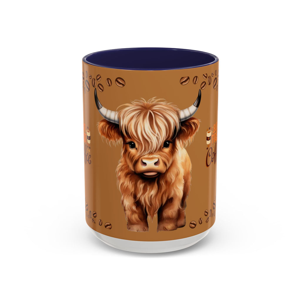 Highland Cow Coffee Mug — 'But First Coffee' Highland Cow Accent Mug (11/15oz)