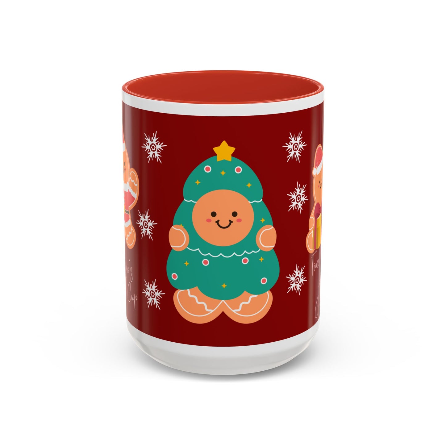 Christmas Cookie & Milk Accent Mug — Holiday Gingerbread Tree Design (11/15oz)