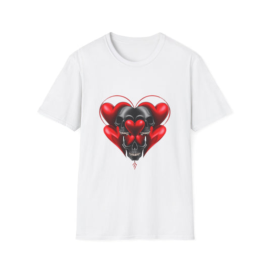 Edgy Skull Heart T-Shirt, Unisex Graphic Tee, Alternative Fashion, Valentine’s Day Gift, Casual Wear, Skull Art