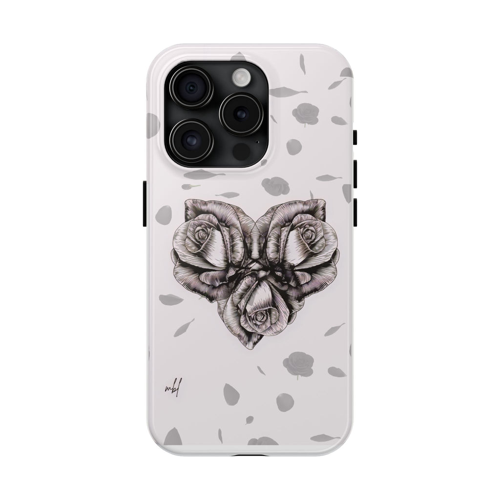 IPhone Phone Case Artistic Floral Tough Phone Cases - Heart Rose Design