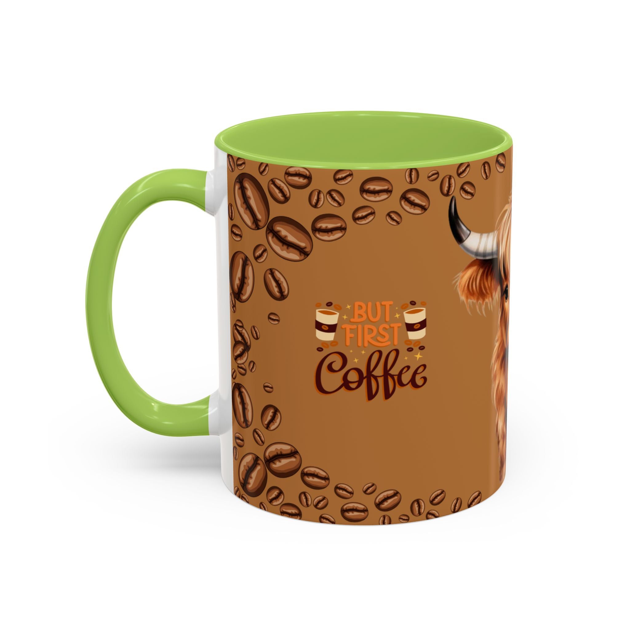 Highland Cow Coffee Mug — 'But First Coffee' Highland Cow Accent Mug (11/15oz)