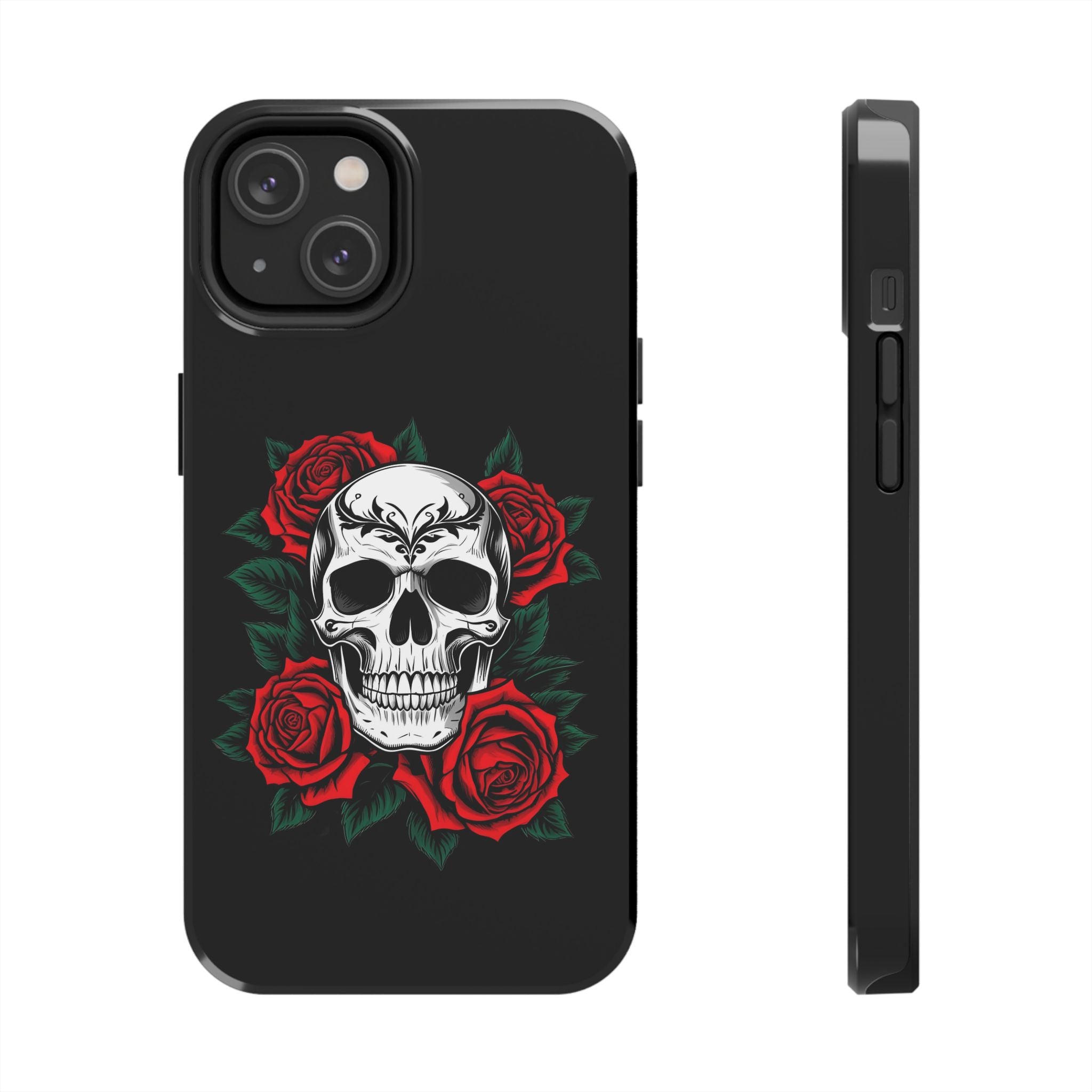 Skull and Roses Tough Phone Case — Durable Protective iPhone Cover with Vibrant Wing Design