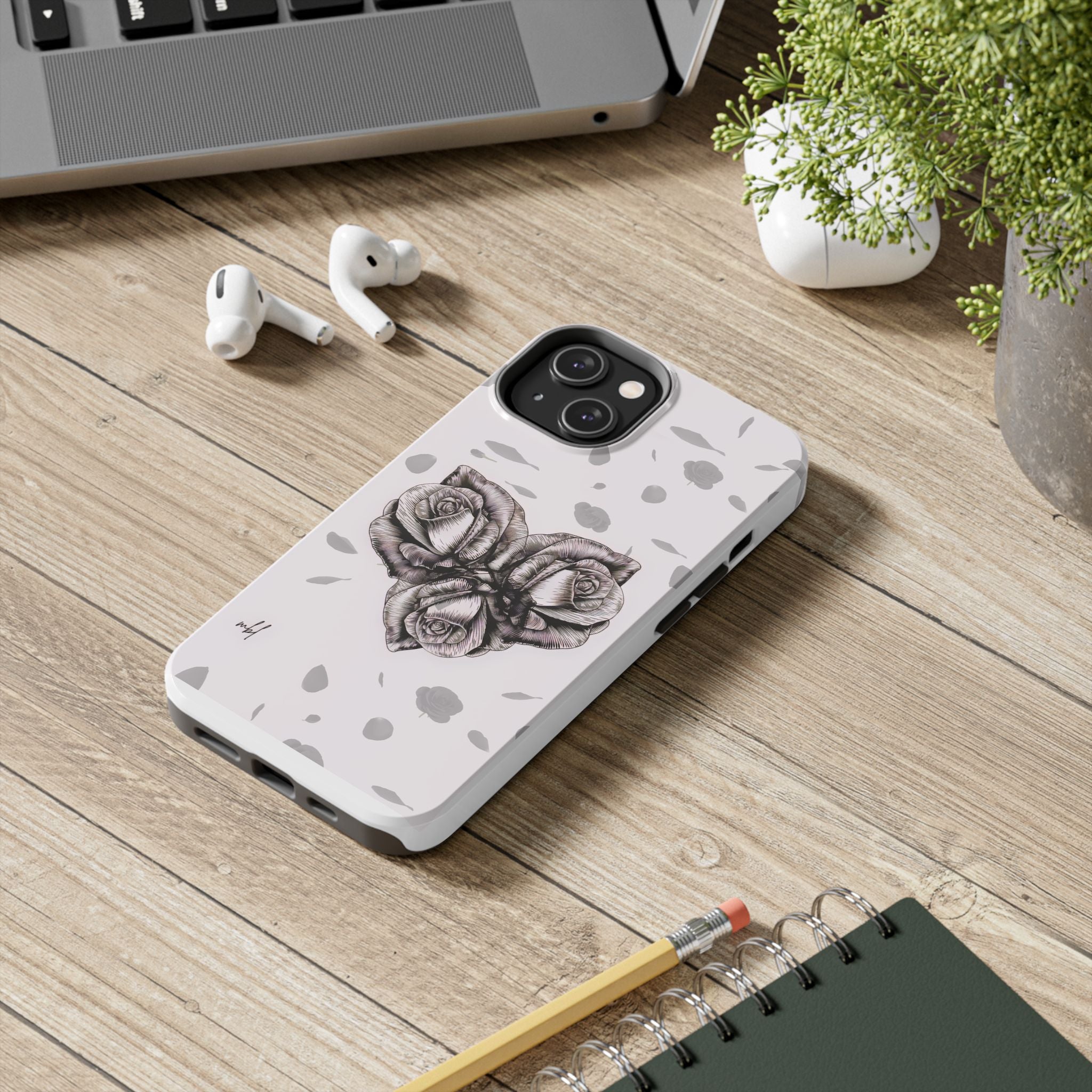 IPhone Phone Case Artistic Floral Tough Phone Cases - Heart Rose Design