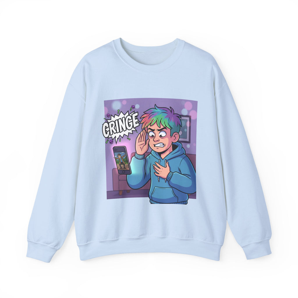 Cringe Reaction Cartoon Boy Sweatshirt | Funny Phone Call Illustration