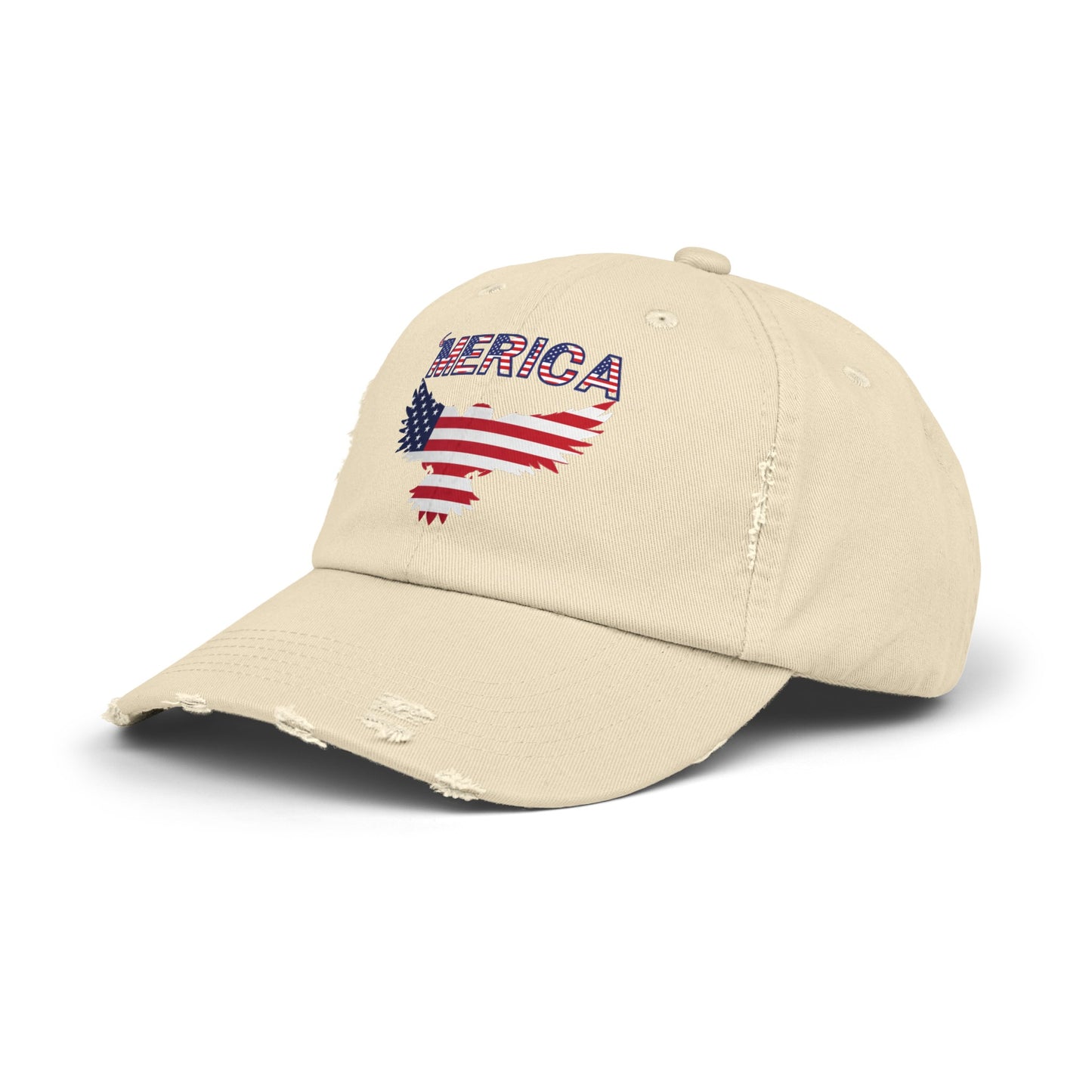 Patriotic Style "Merica" Distressed Cap: American Flag Style