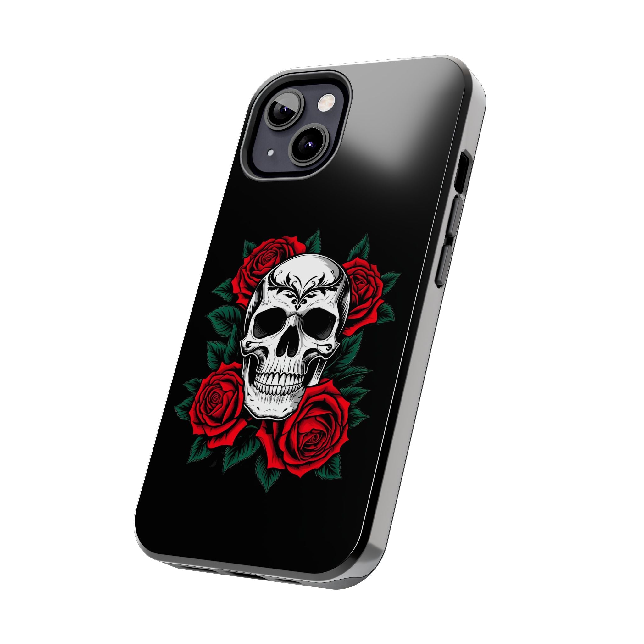 Skull and Roses Tough Phone Case — Durable Protective iPhone Cover with Vibrant Wing Design