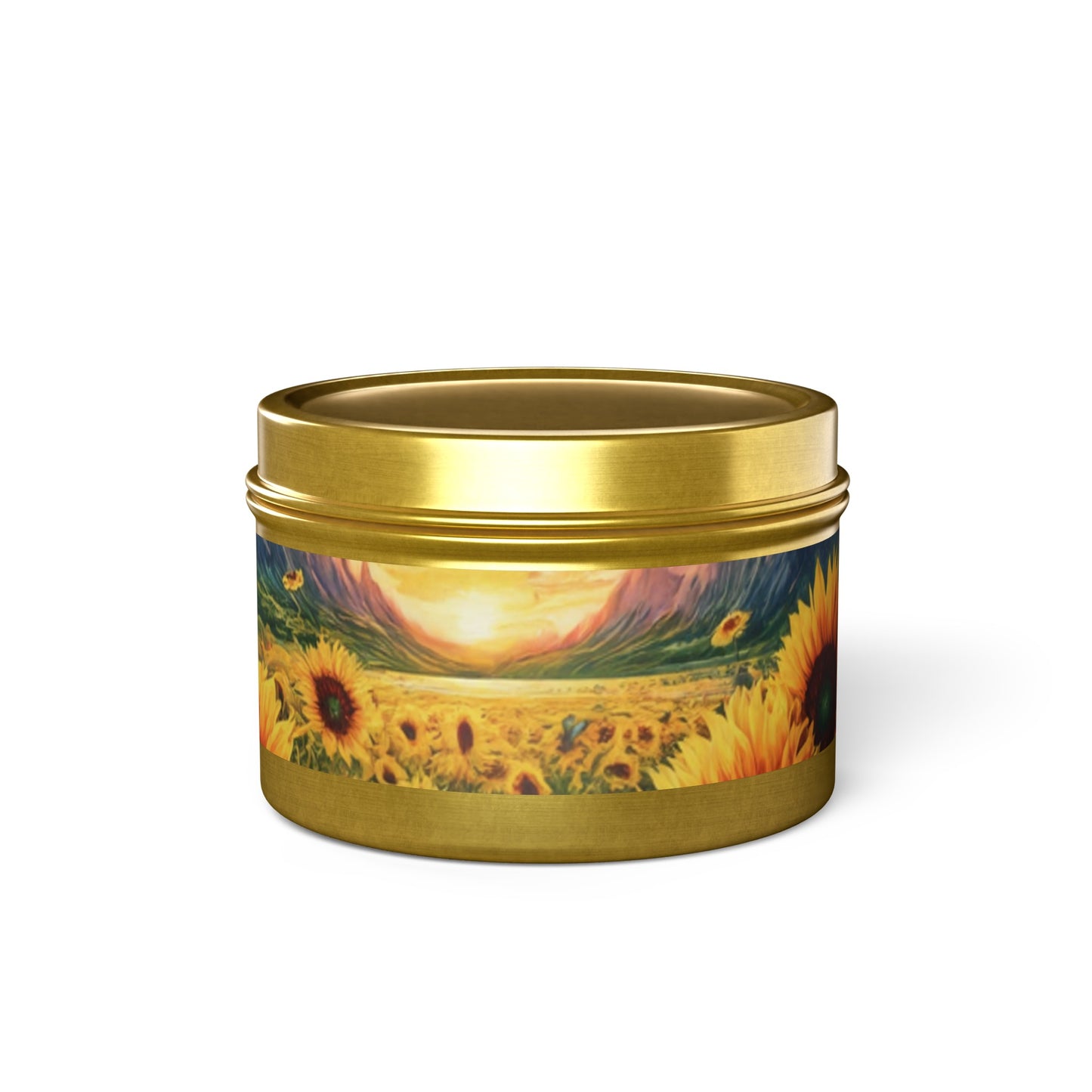 Beautiful Scented Sunflower Design Tin Candles