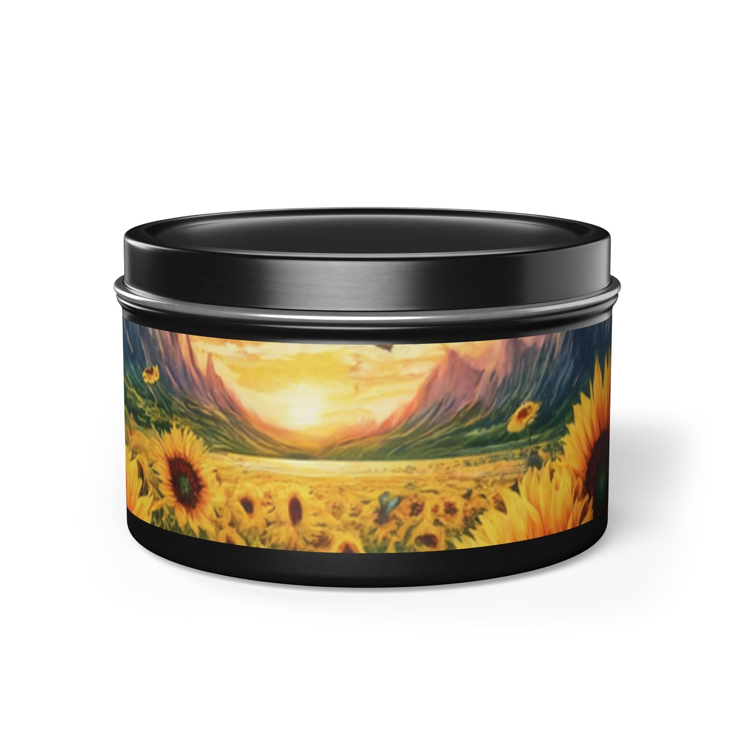 Beautiful Scented Sunflower Design Tin Candles