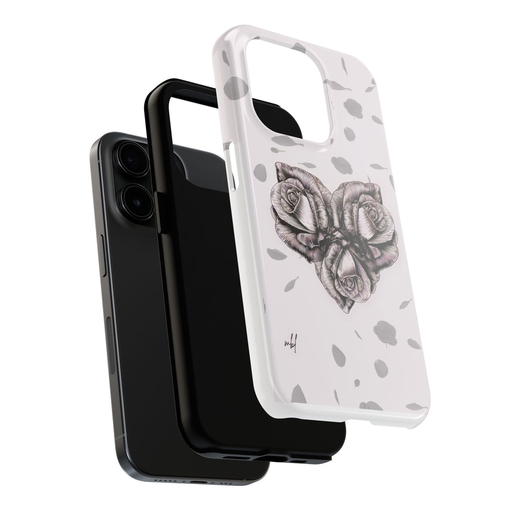 IPhone Phone Case Artistic Floral Tough Phone Cases - Heart Rose Design