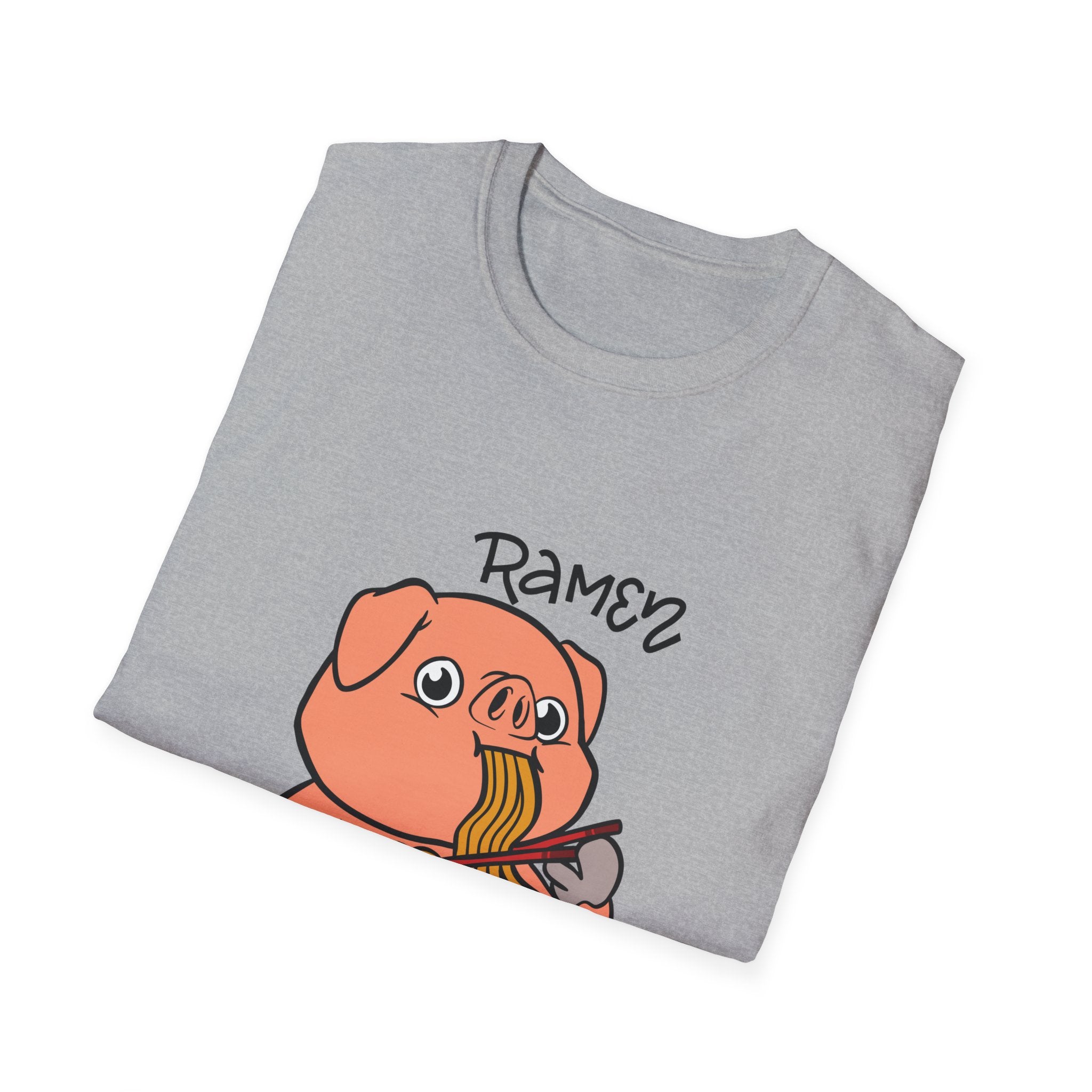 Cute Ramen Pig T-Shirt, Graphic Tee for Foodies, Funny Shirt Gift for Ramen Lovers, Casual Wear, Unique Animal Design