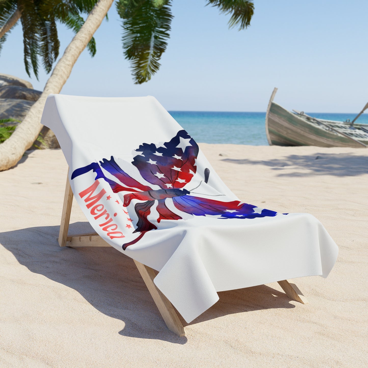 Show Off Your Pride for America - USA Butterfly USA Beach Towel Colors