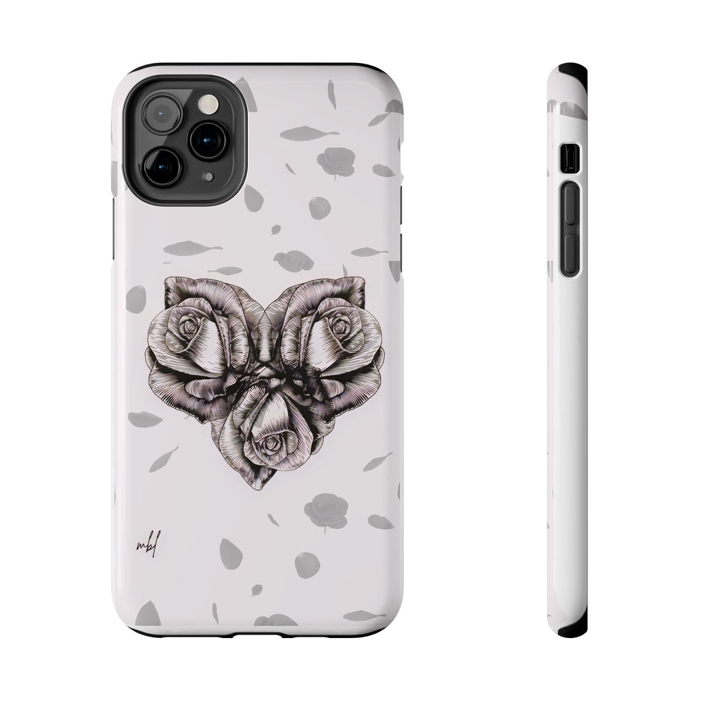 IPhone Phone Case Artistic Floral Tough Phone Cases - Heart Rose Design