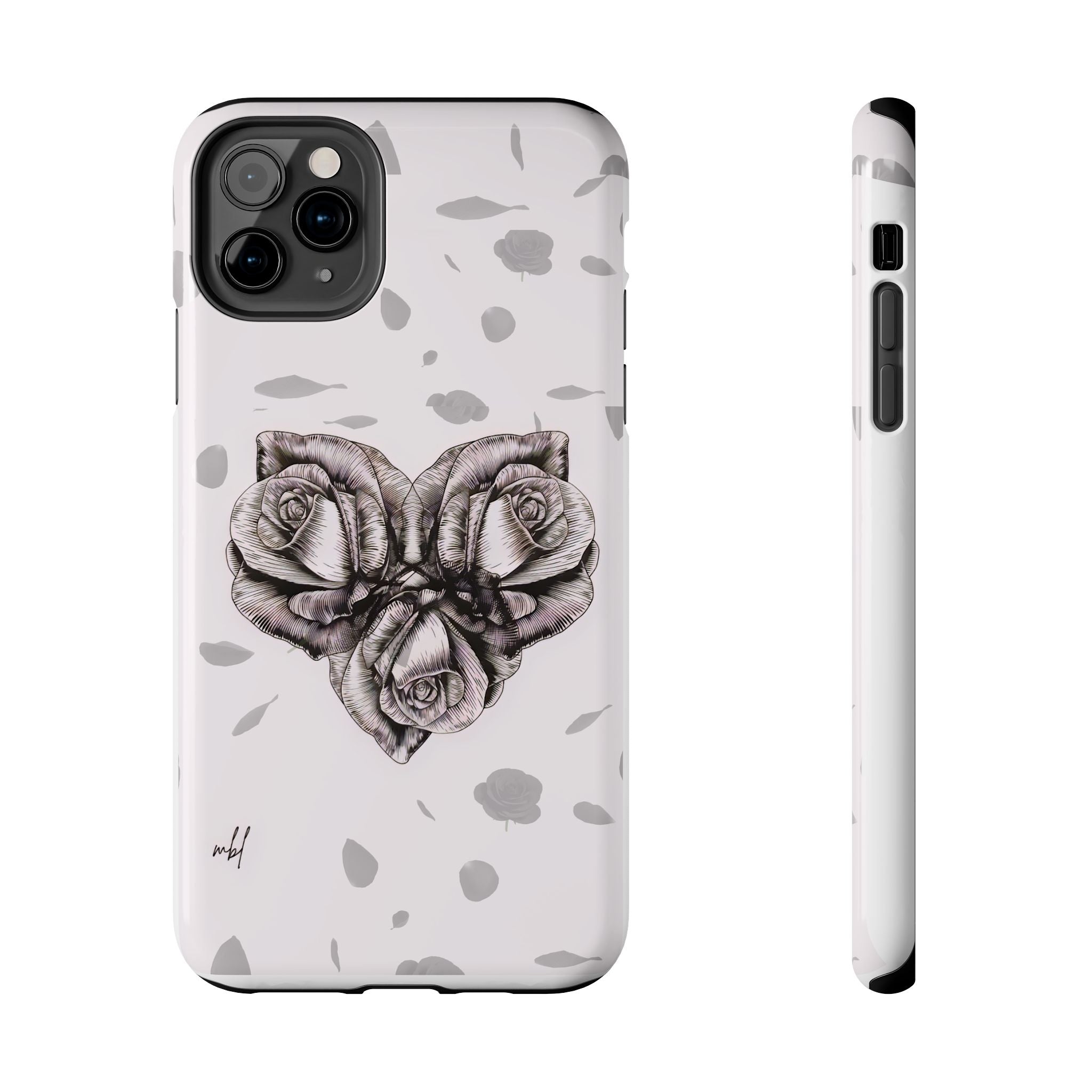 IPhone Phone Case Artistic Floral Tough Phone Cases - Heart Rose Design