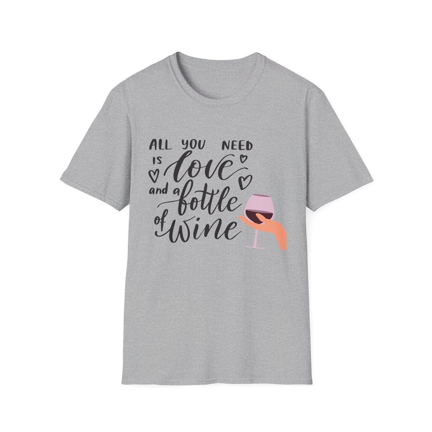 All You Need Is Love and a Bottle of Wine T-Shirt — Funny Wine Lover Tee