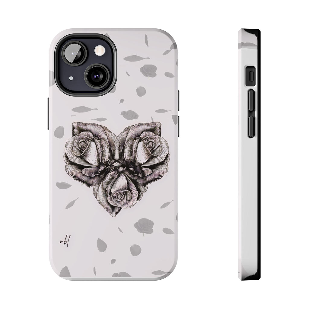 IPhone Phone Case Artistic Floral Tough Phone Cases - Heart Rose Design
