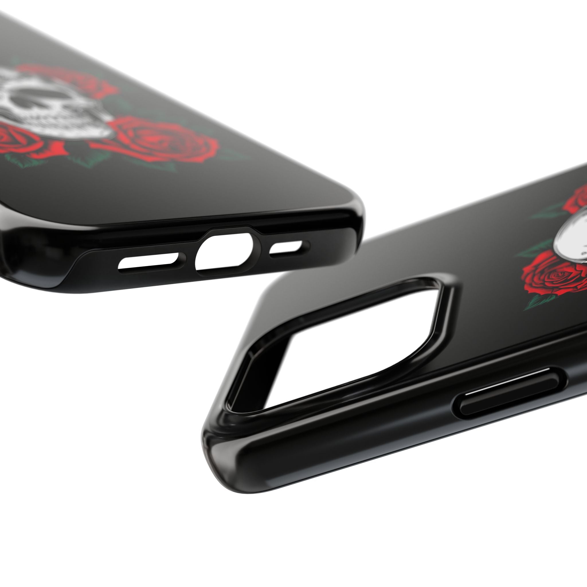 Skull and Roses Tough Phone Case — Durable Protective iPhone Cover with Vibrant Wing Design