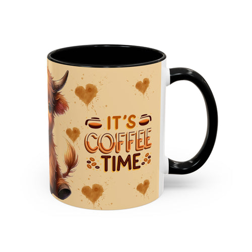 Cute Highland Cow "It's Coffee Time" Mug | Accent Coffee Mug