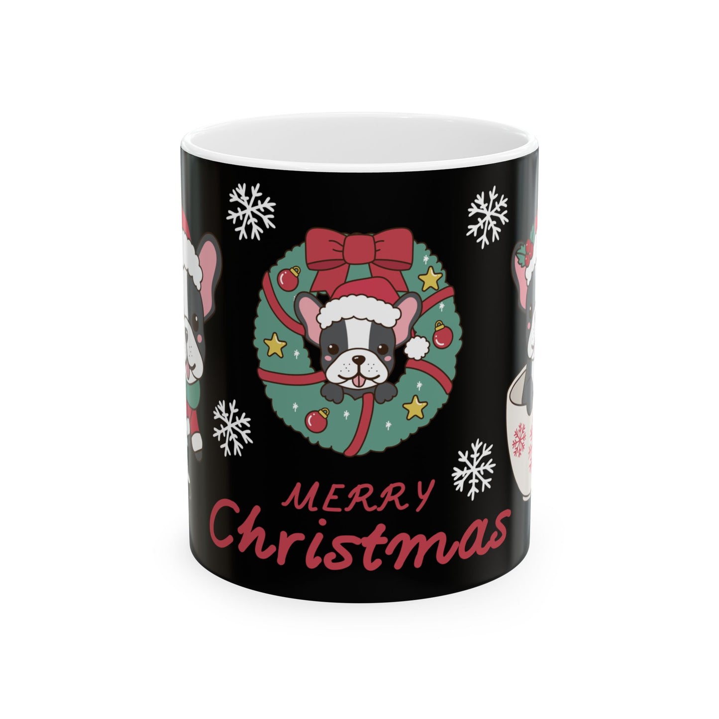 French Bulldog Christmas Wreath Mug | Merry Christmas Ceramic Mug