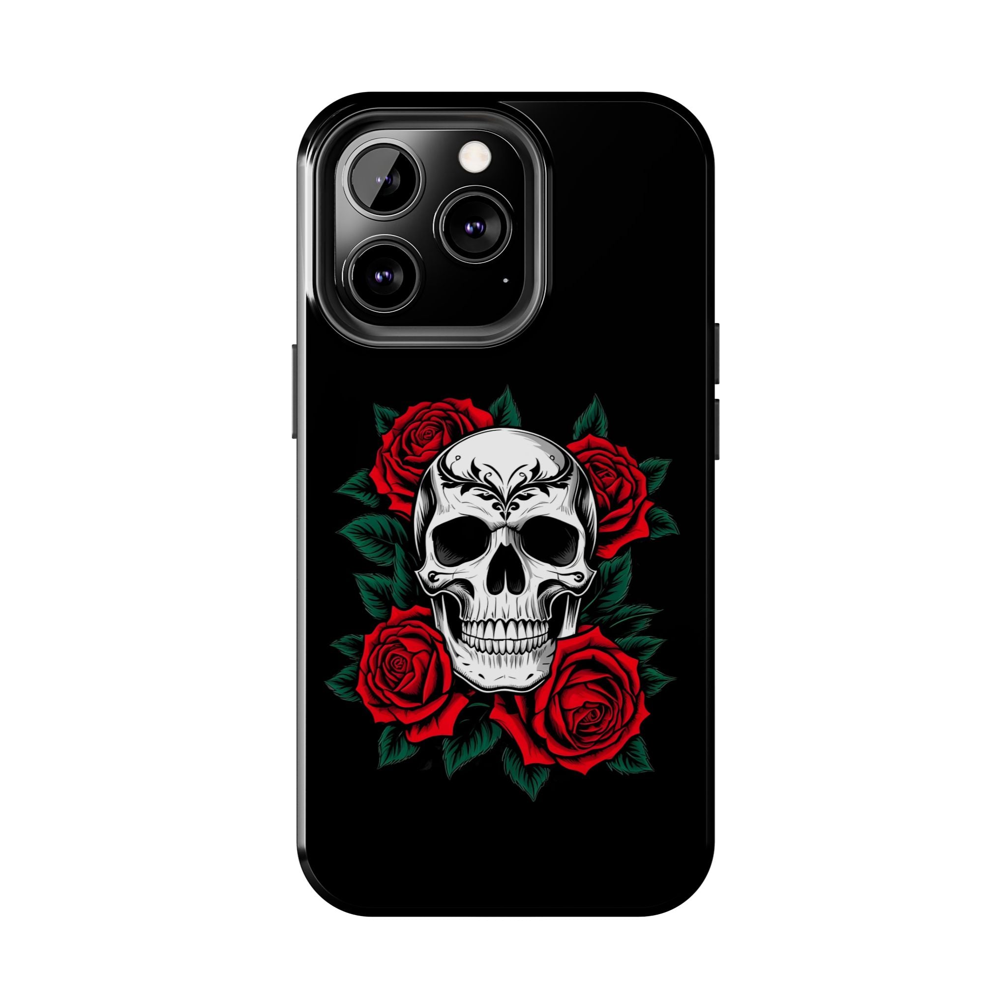 Skull and Roses Tough Phone Case — Durable Protective iPhone Cover with Vibrant Wing Design