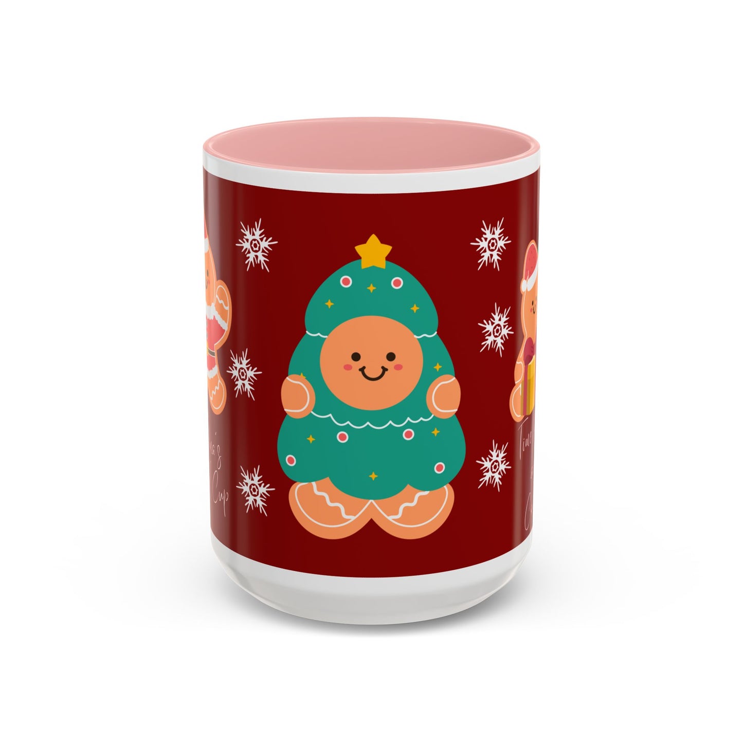 Christmas Cookie & Milk Accent Mug — Holiday Gingerbread Tree Design (11/15oz)