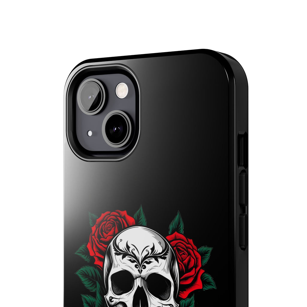 Skull and Roses Tough Phone Case — Durable Protective iPhone Cover with Vibrant Wing Design