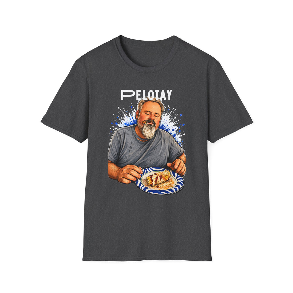 T-Shirt — Bearded Man Enjoying Mexican Elote for the First Time Illustration