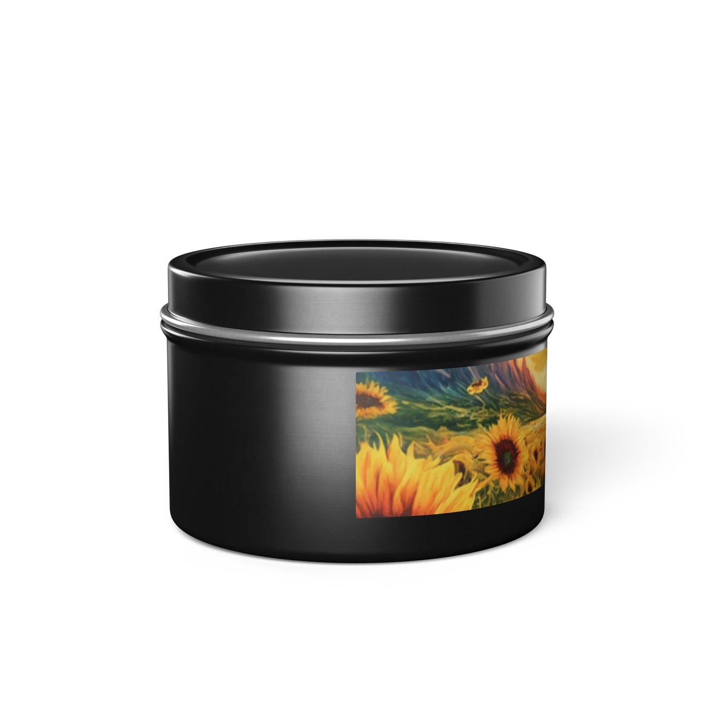 Beautiful Scented Sunflower Design Tin Candles