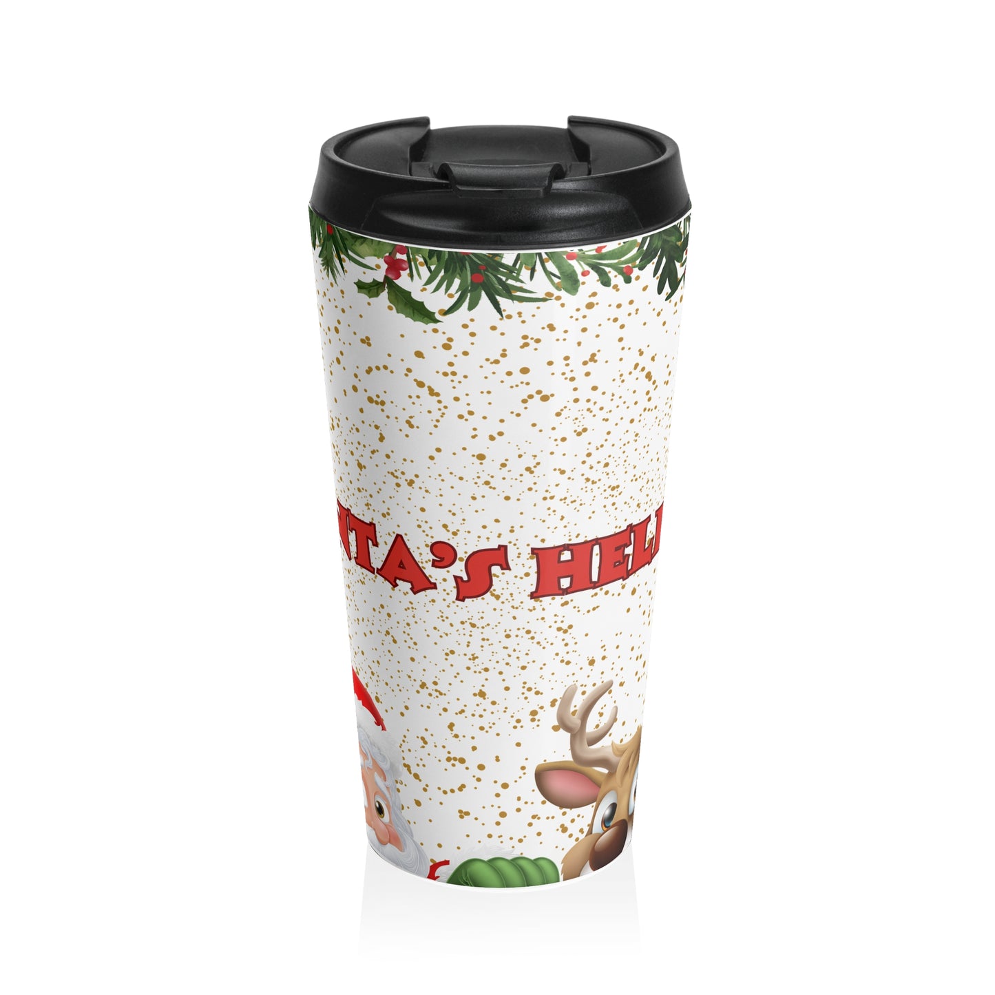 Travel Mug - Santa's Helper Cute Christmas Stainless Steel Tumbler