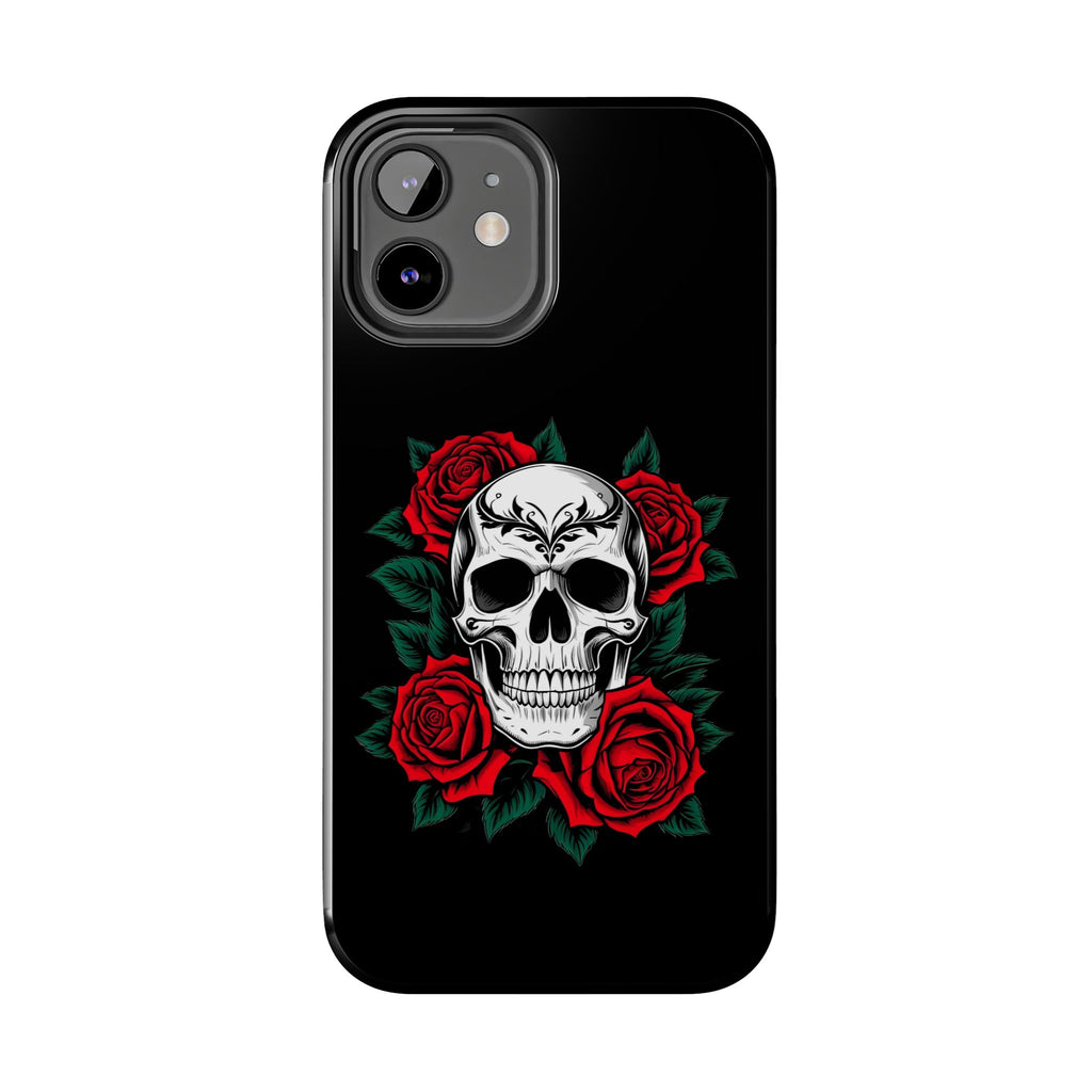Skull and Roses Tough Phone Case — Durable Protective iPhone Cover with Vibrant Wing Design