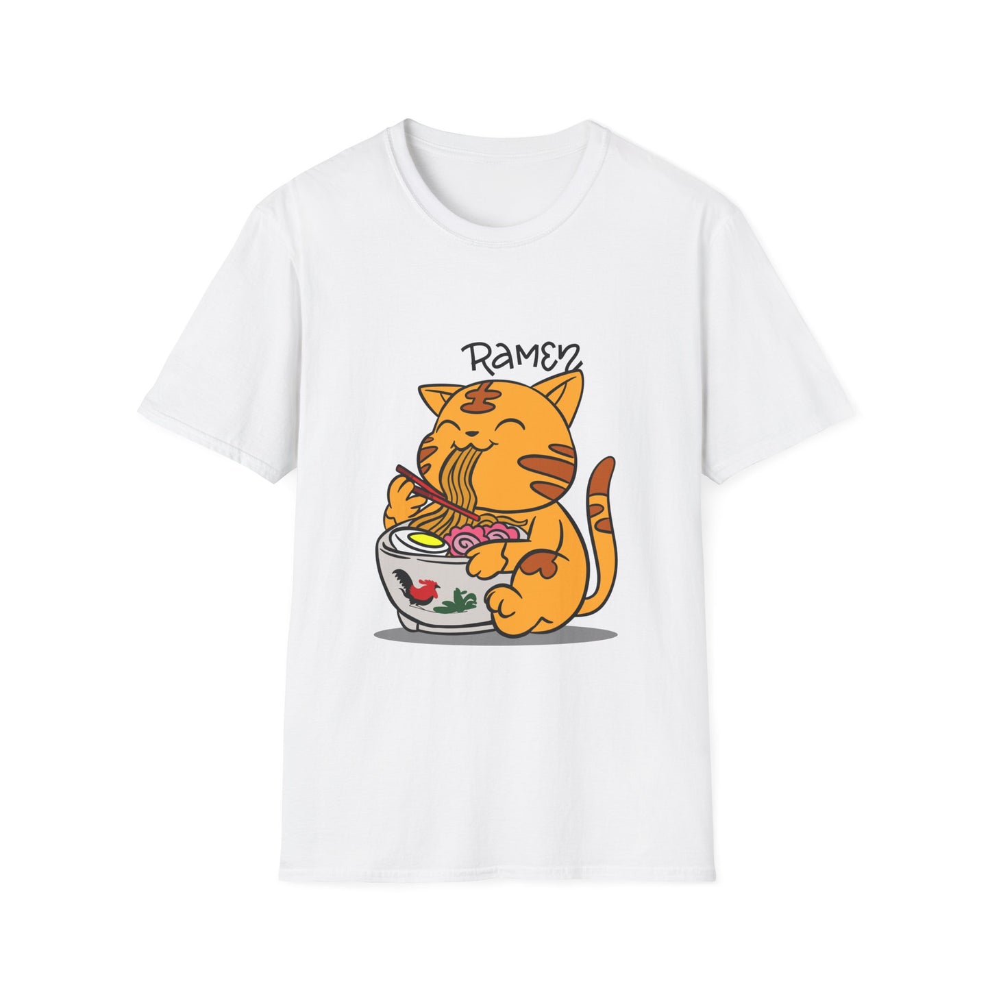 Cute Cat Ramen T-Shirt, Funny Cat Shirt, Unisex Graphic Tee, Anime Apparel, Gift for Cat Lovers, Foodie Fashion