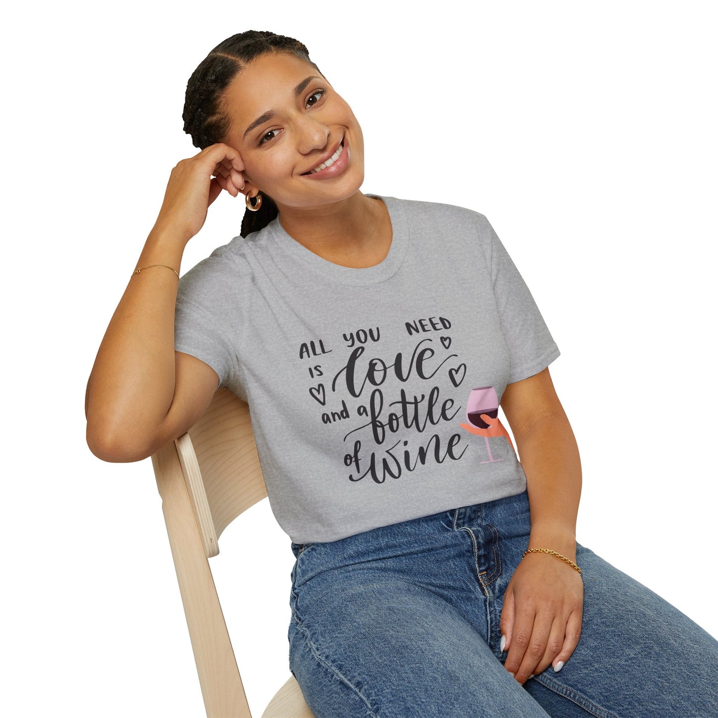 All You Need Is Love and a Bottle of Wine T-Shirt — Funny Wine Lover Tee
