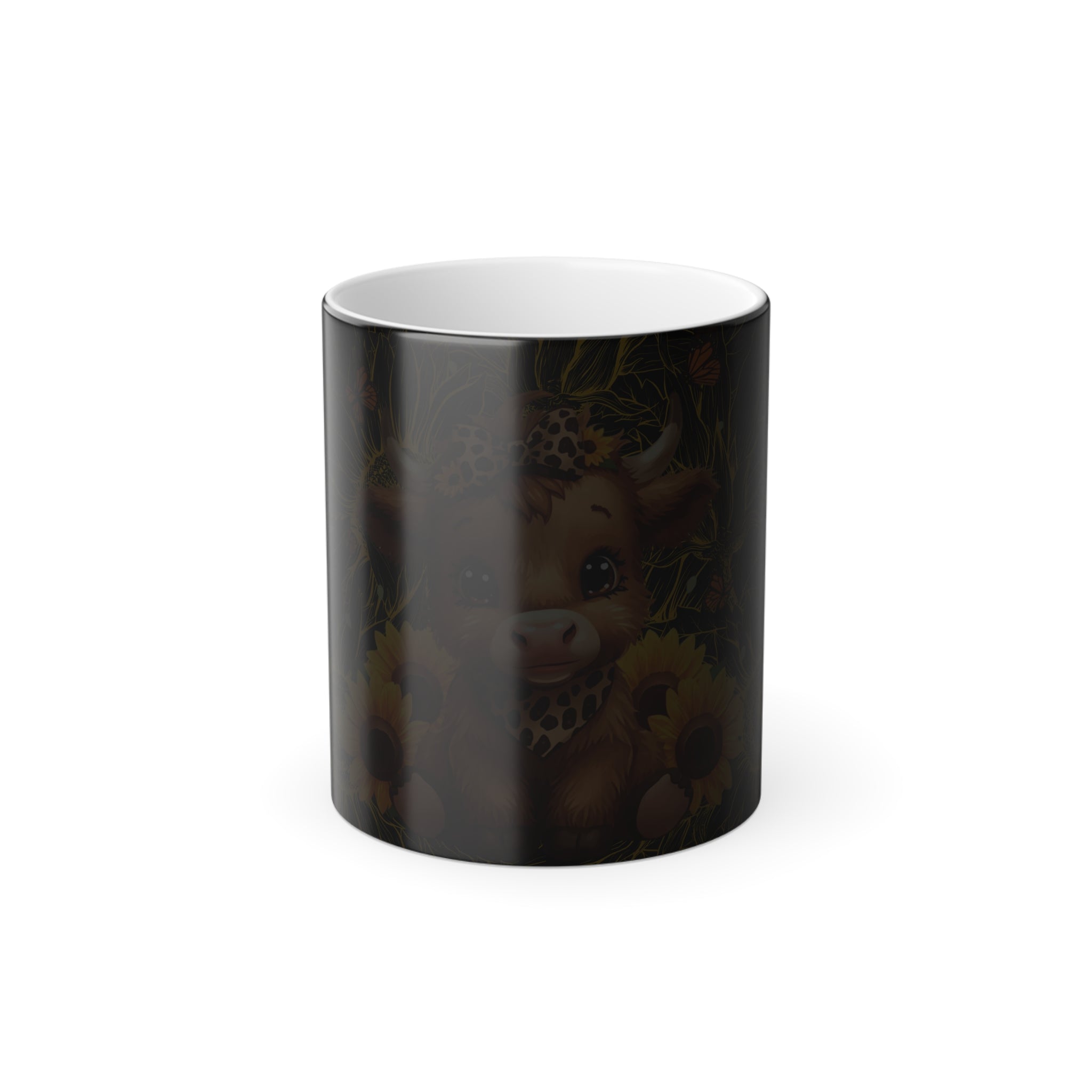 Highland Cow Sunflower Cow Color Changing or Morphing Mug