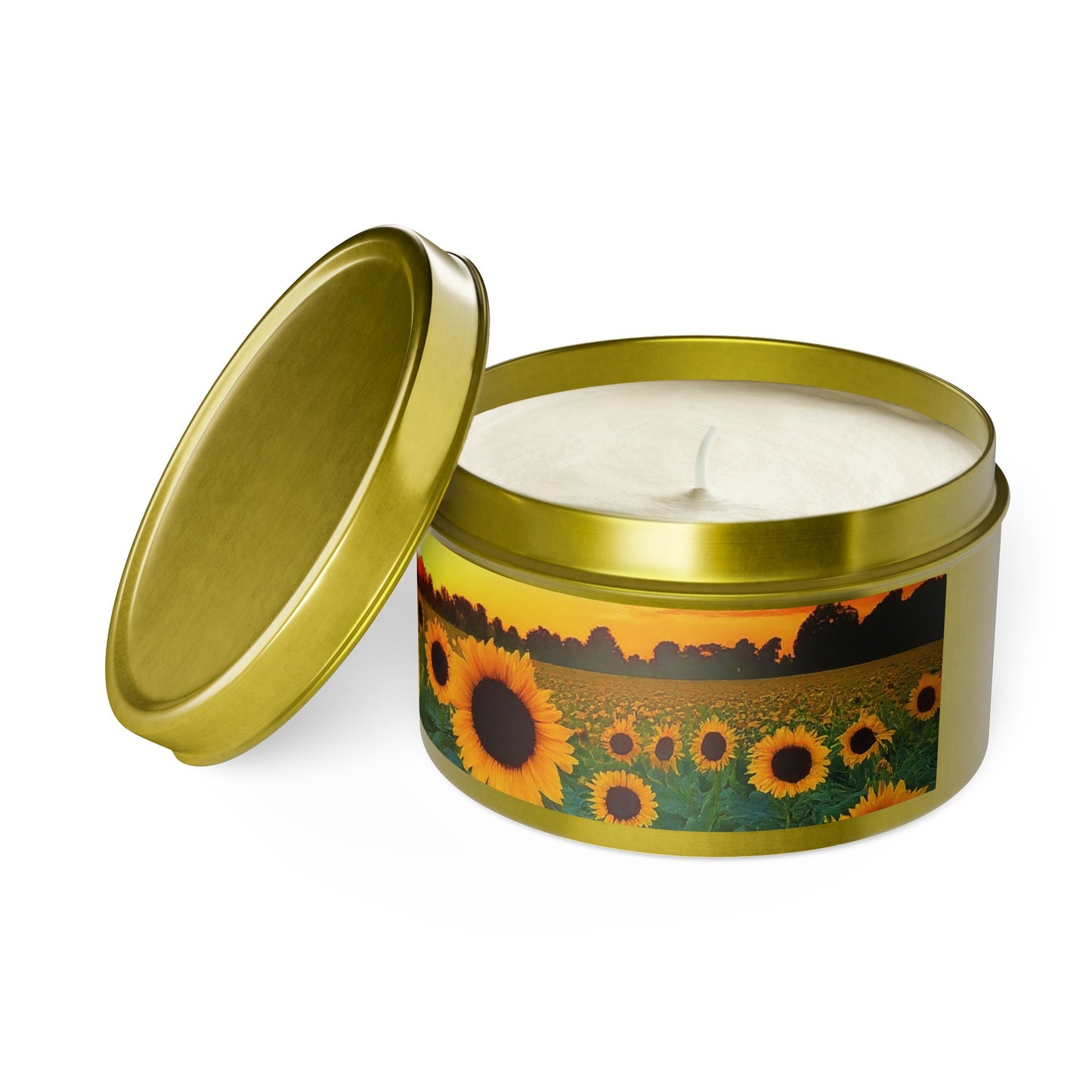 Beautiful Scented Sunflower Tin Candles