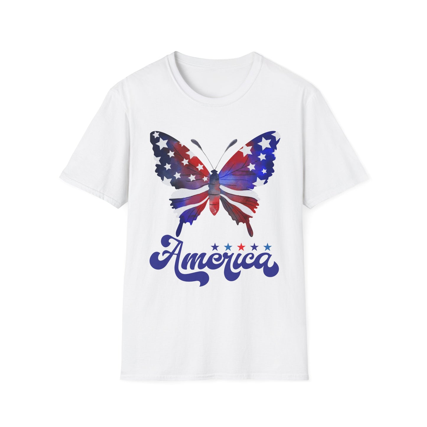 Unite Comfort and Patriotism with this Butterfly Flag Soft Style T-Shirt