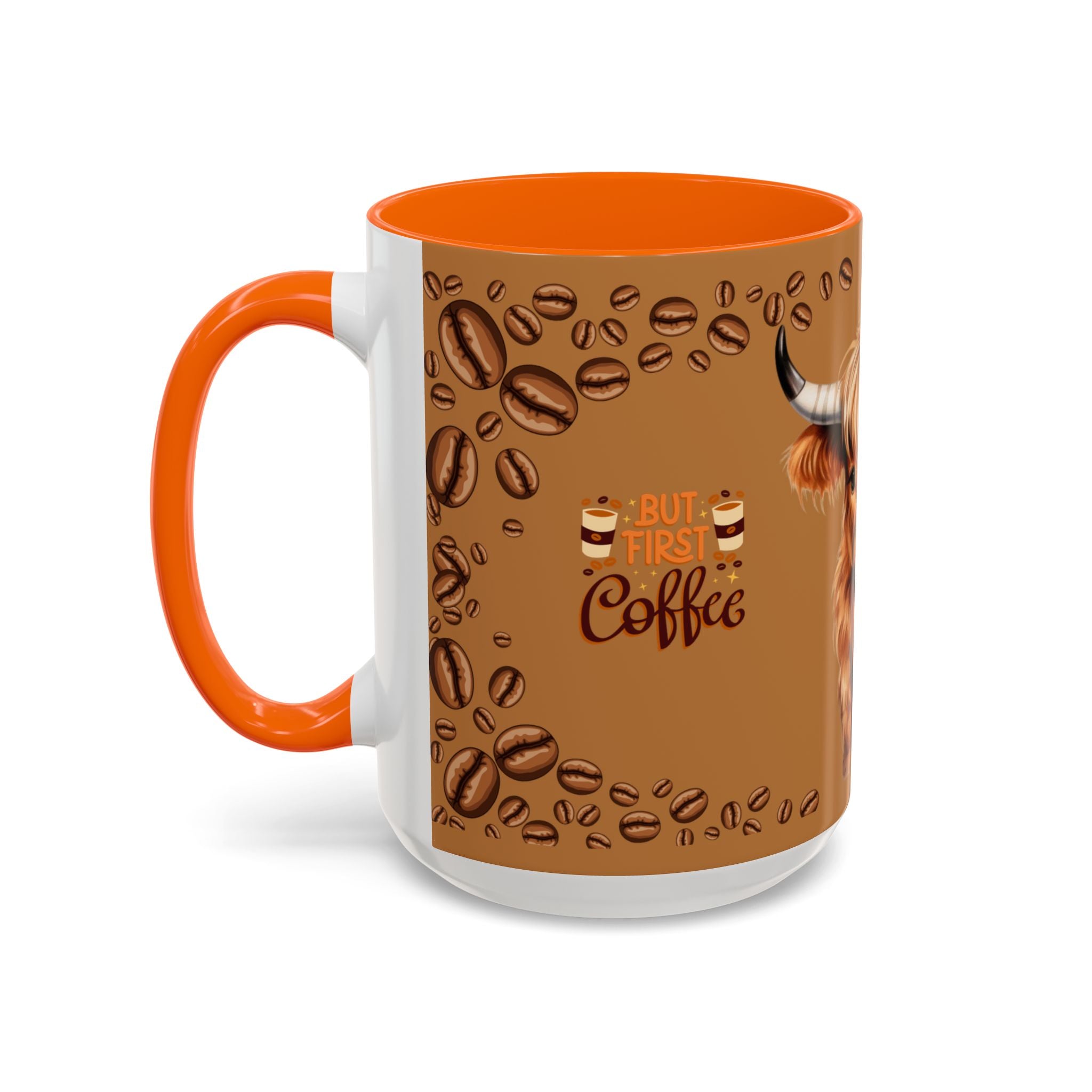 Highland Cow Coffee Mug — 'But First Coffee' Highland Cow Accent Mug (11/15oz)