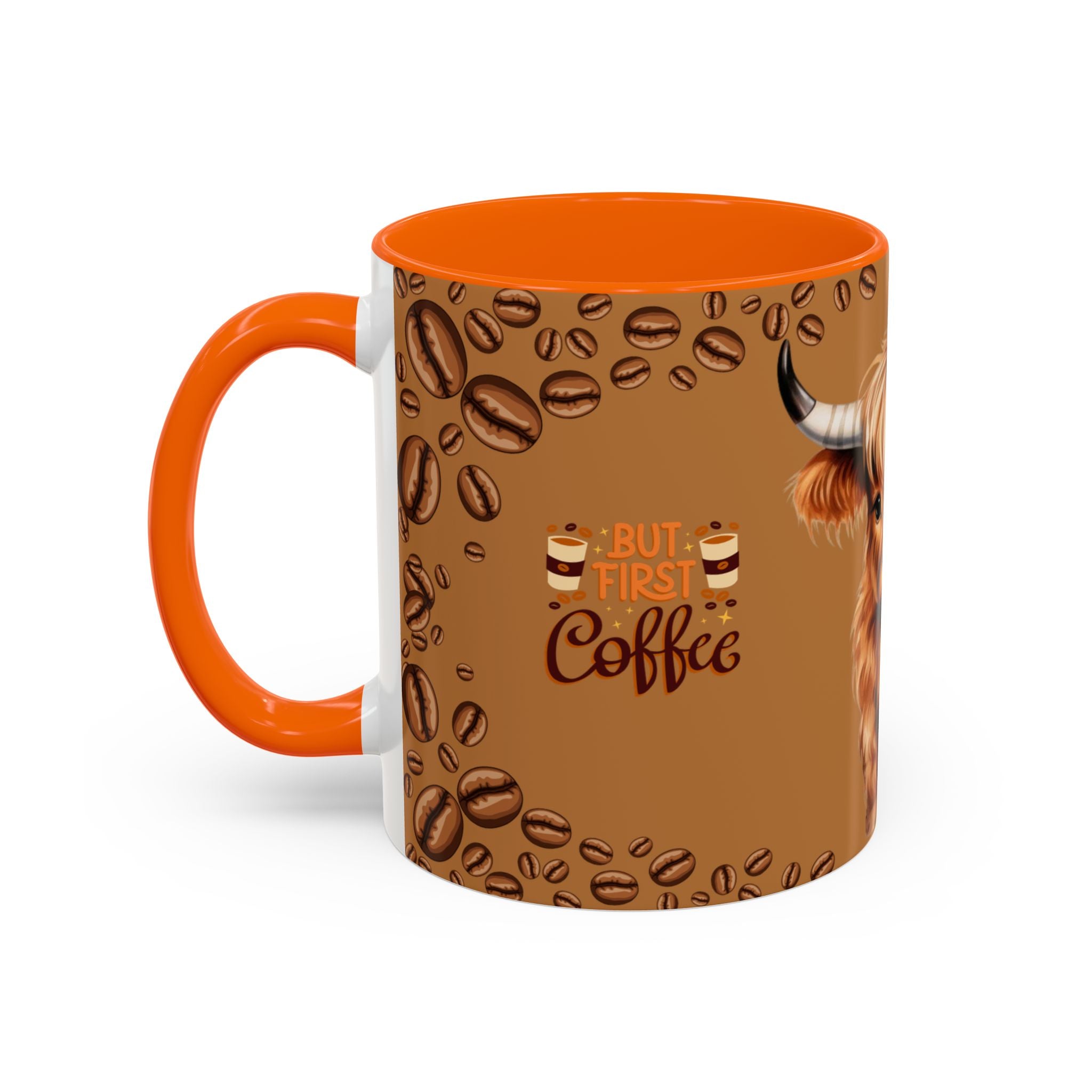 Highland Cow Coffee Mug — 'But First Coffee' Highland Cow Accent Mug (11/15oz)