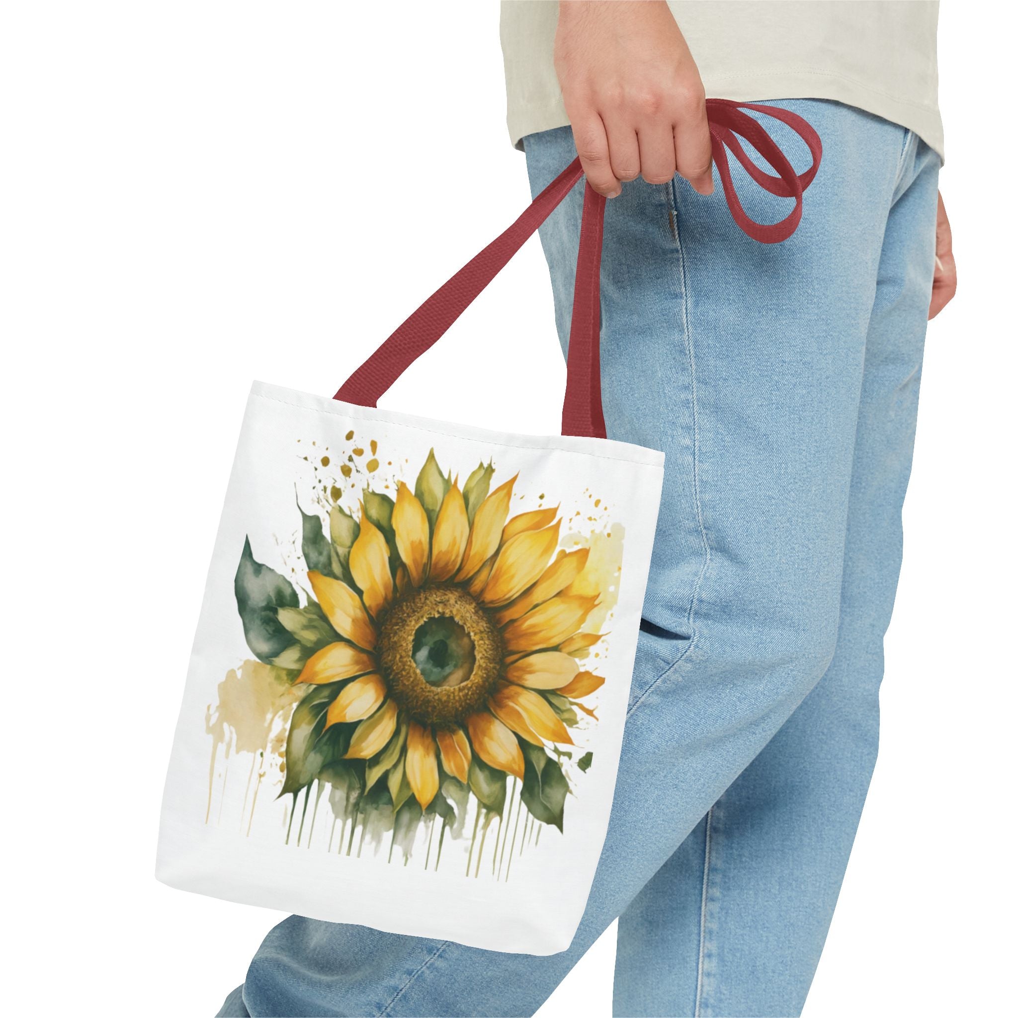 Sunflower Motivational Tote Bag - Stay Focus On The Positive, Eco-Friendly Carryall, Floral Shopping Bag, Gift for Friends, Summer Essential